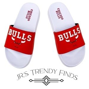 Chicago Bulls Red & White Rubber Slide Women’s Sandals size 8